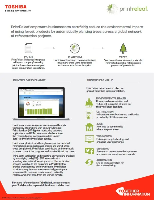 Print Releaf, Toshiba, (Dealership Name)